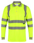 Men’s Hi-Vis Long Sleeve Polo Shirt Safety Workwear, Reflective, Breathable (Sizes S–2XL)
